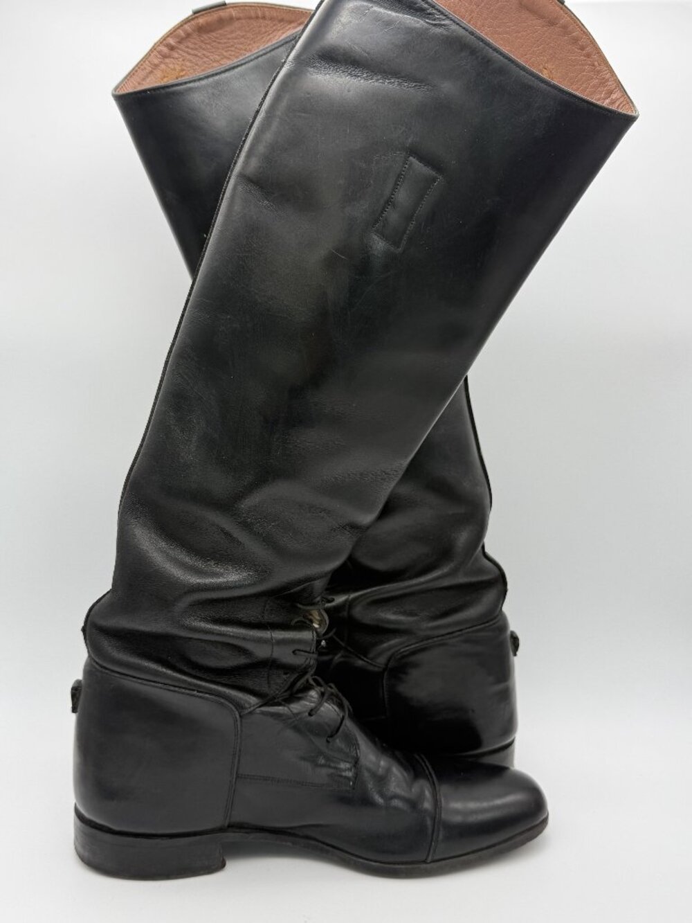 Grand Prix Vintage Black Leather Tall Riding Boots Size 7 W